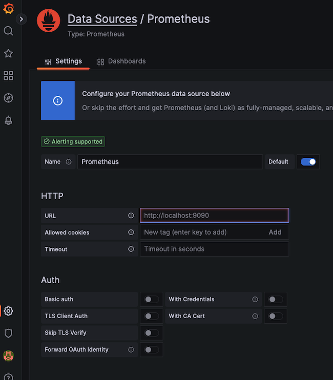 Configure the Prometheus Data Source